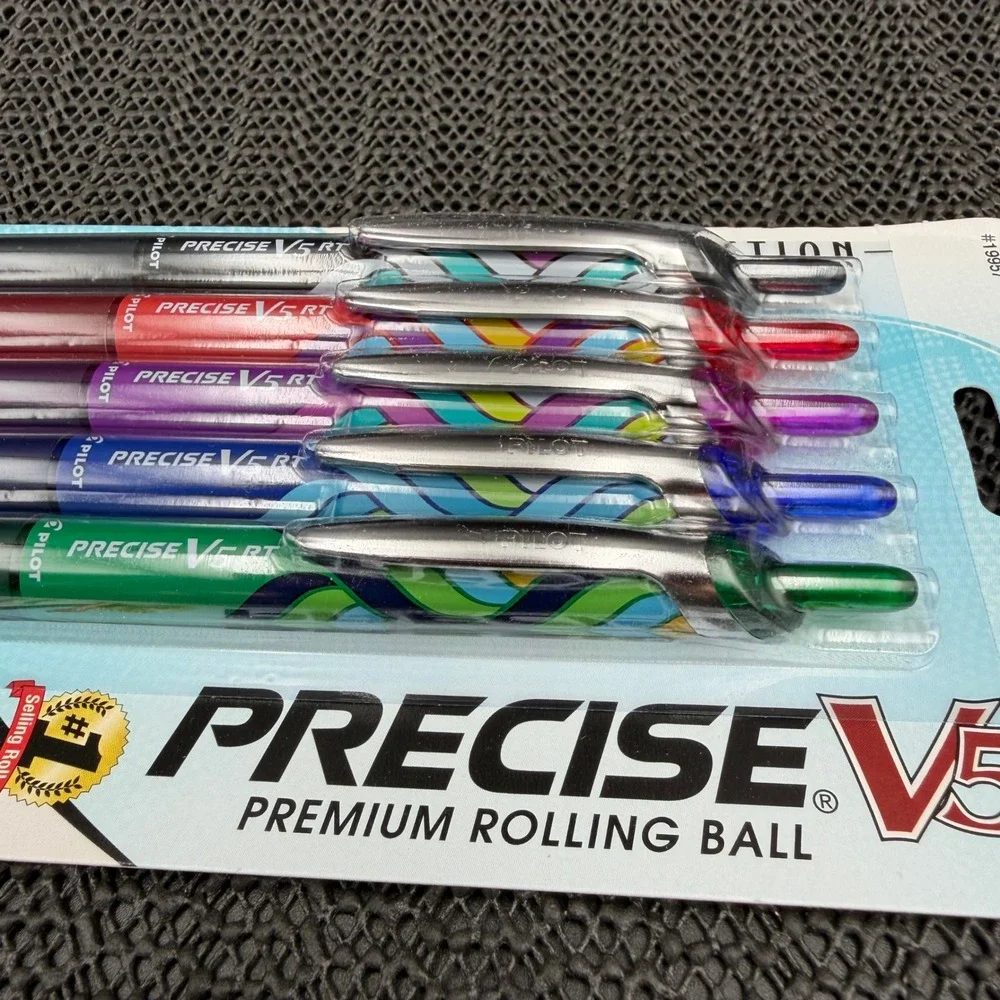 Pilot Precise V5 RT Premium Rolling Ball Pens Extra Fine 0.5mm Assorted 5 Count